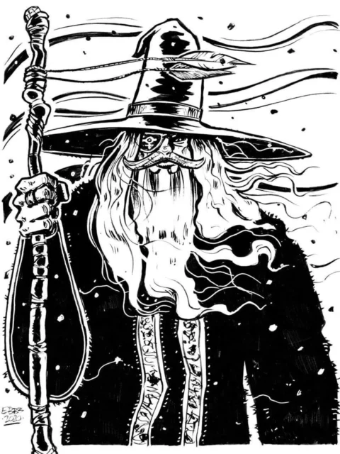 Wizard dark fantasy canvas art spellcaster