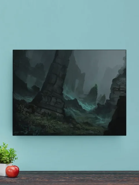 Wraiths haunted ruins wall artwork among broken pillars