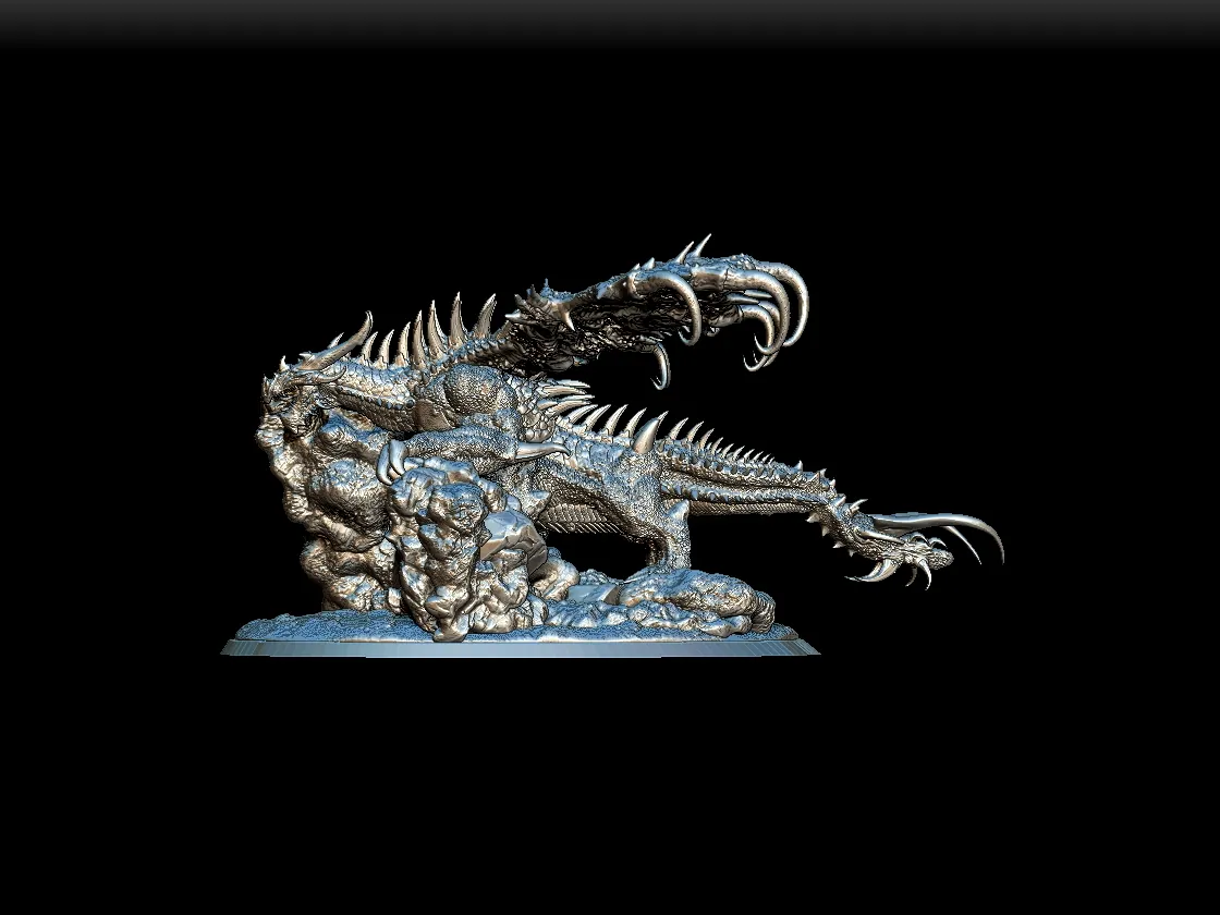 Left Profile emphasizing rear talons gripping stone and horn curvature