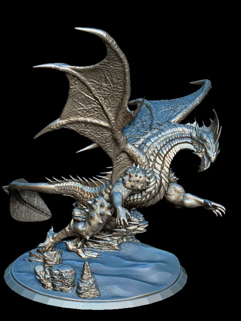 13 Starelon The Copper Dragon Full-Body – Monstrous Menagerie Front View showing raised wings, extended claws, and lunging posture