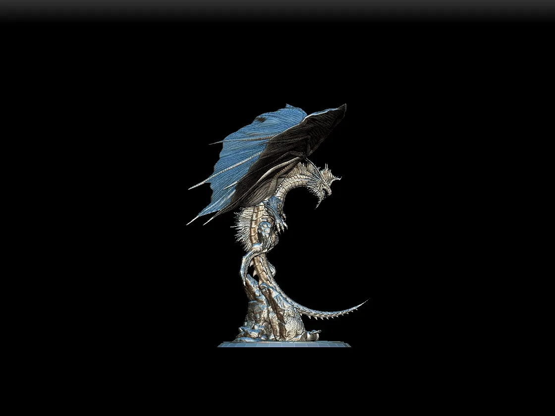 Right Profile highlighting elongated tail sweep and dorsal ridge texture