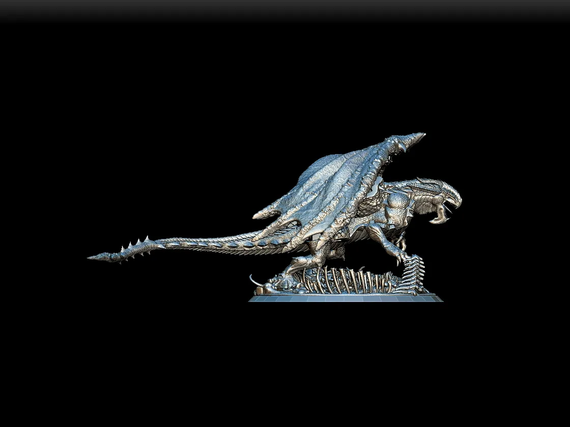 Right Profile highlighting dorsal ridges and wing membrane texture