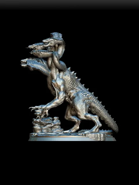 Left Profile emphasizing head angles and coiled tail detail