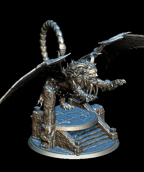 40 Manticore Full-Body – Monstrous Menagerie Front View showing spread wings, snarling face, and raised barbed tail