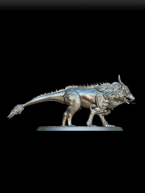 Right Profile highlighting shoulder musculature and tail extension