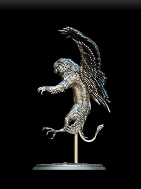 Left Profile emphasizing muscular torso and feather layering