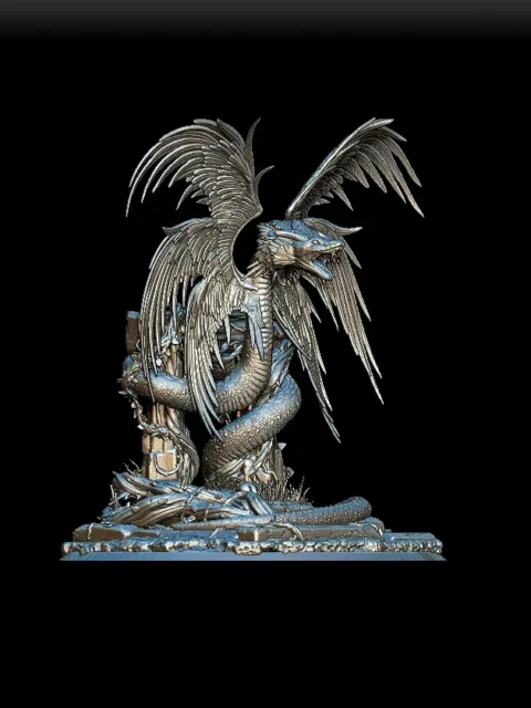 45 Couatl Full-Body – Monstrous Menagerie Turntable View revealing full wing span and serpentine coil detail