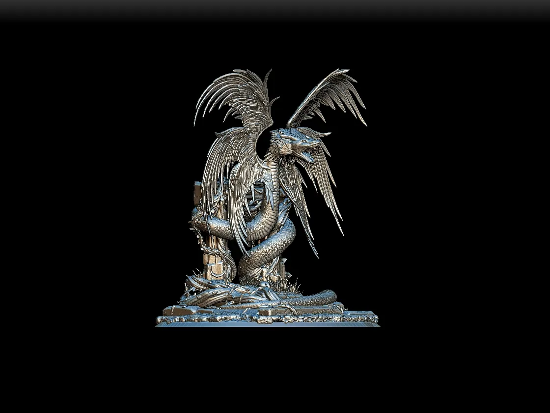 45 Couatl Full-Body – Monstrous Menagerie Turntable View revealing full wing span and serpentine coil detail