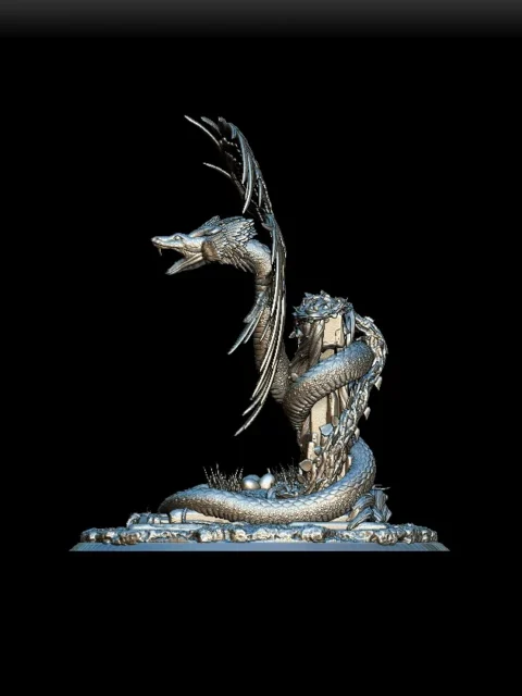 Left Profile emphasizing vertical wing structure and architectural base