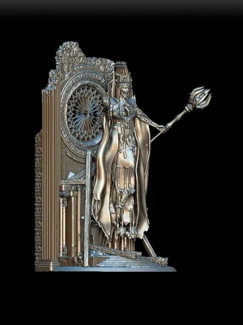 46 Lich Queen Full-Body – Monstrous Menagerie Turntable View revealing layered stonework and detailed sculpted base