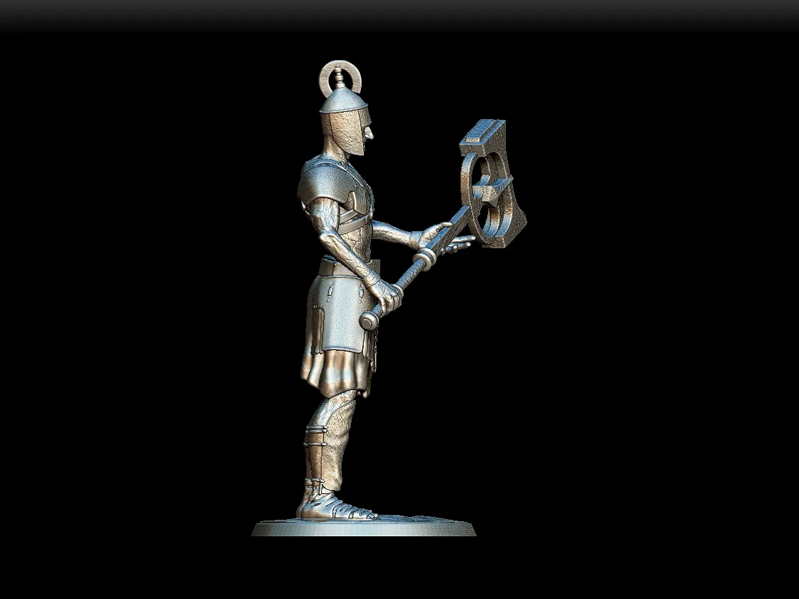 Right Profile highlighting axe blade detail and plated shoulder armor