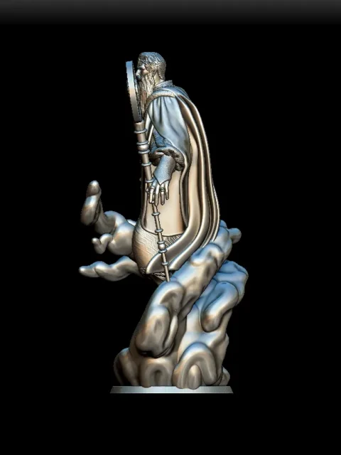 Left Profile emphasizing beard detail and cloud motion