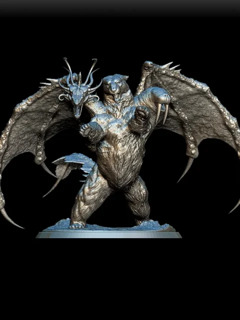 Detail View focusing on facial expressions, fur sculpting, and talon definition