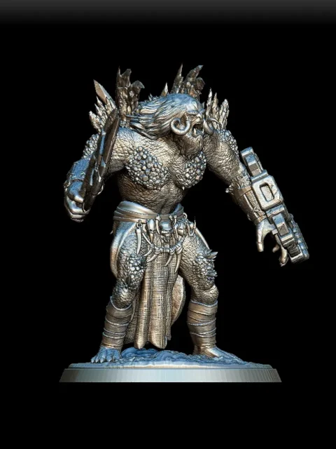 51 Ice Troll Full-Body – Monstrous Menagerie Turntable View revealing full stance, weapon detail, and textured frost surface