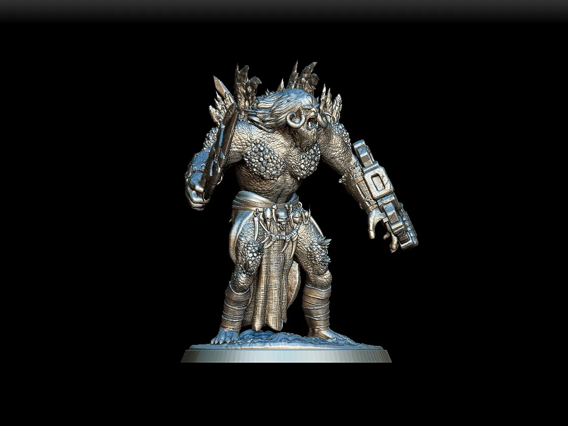 51 Ice Troll Full-Body – Monstrous Menagerie Turntable View revealing full stance, weapon detail, and textured frost surface