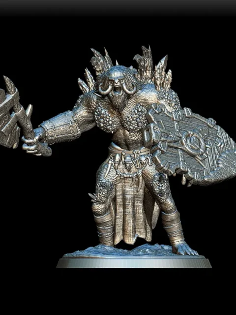 Detail View focusing on tusks, skin texture, and crystal shard definition