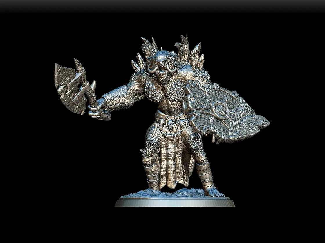 Detail View focusing on tusks, skin texture, and crystal shard definition