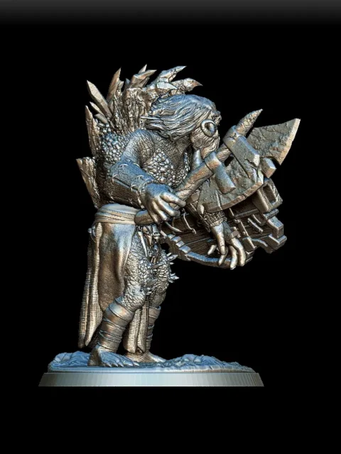 Right Profile highlighting shield carving and muscular arm detail