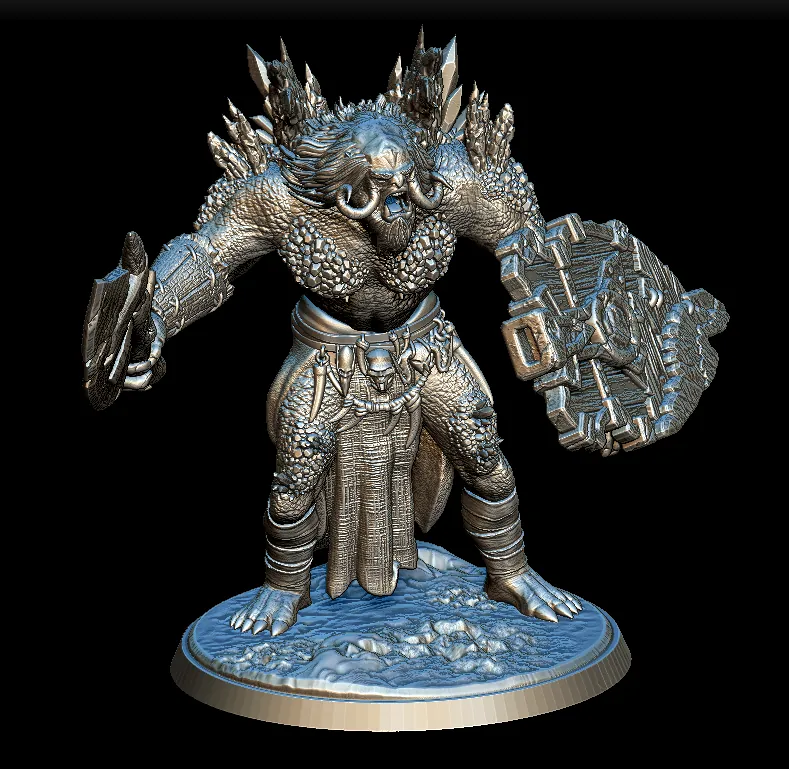 51 Ice Troll Full-Body – Monstrous Menagerie Front View showing crystal spines, raised shield, and icy base