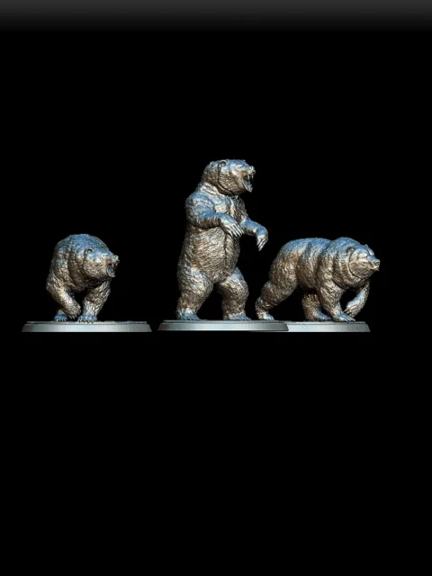 52 Dire Bear 3 Pack Full-Body – Monstrous Menagerie Turntable View revealing stalking, rearing, and advancing stances