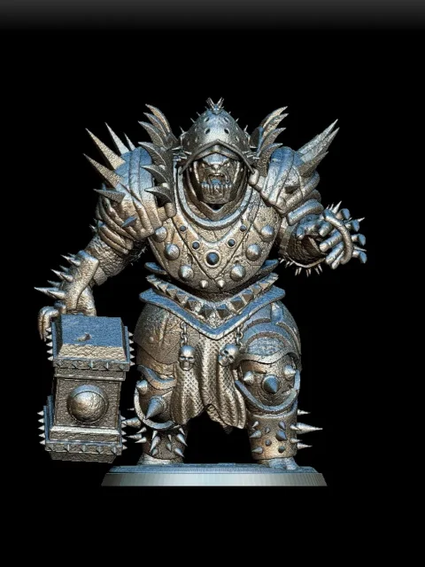 Detail View focusing on helmet detail, armor studs, and weapon surface texture