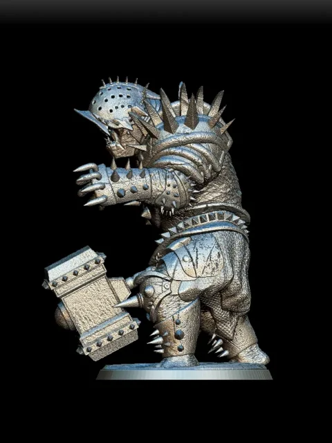 Left Profile emphasizing studded armor and forward-reaching claw