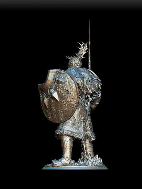 Left Profile emphasizing spear length and grounded stance