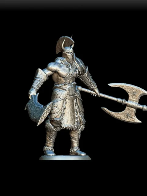 55 Frost Giant Full-Body – Monstrous Menagerie Turntable View revealing full armor layout and weapon spread