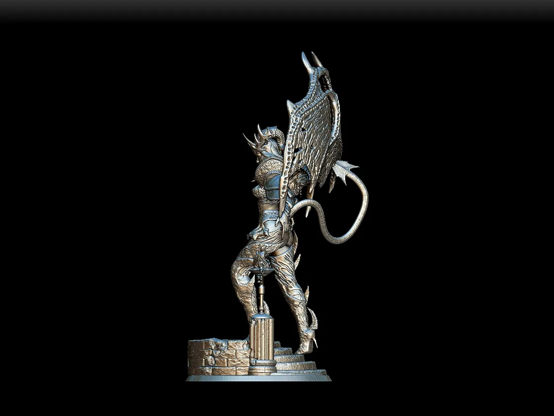 Left Profile emphasizing tail sweep and armored silhouette