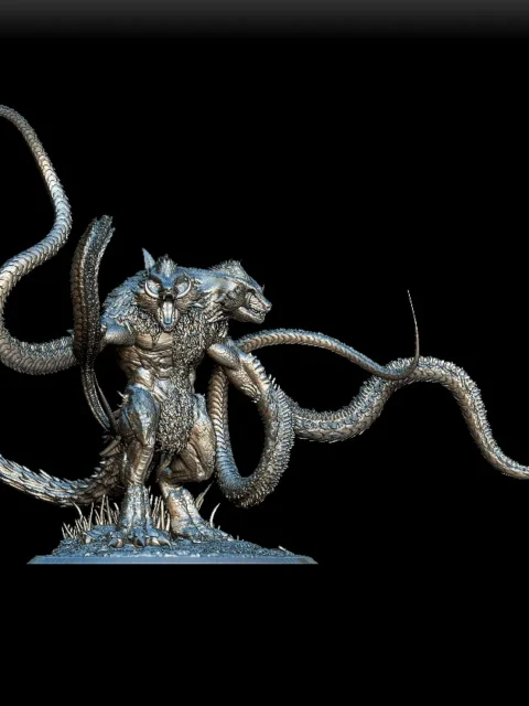 Detail View focusing on facial features, teeth, and surface sculpting