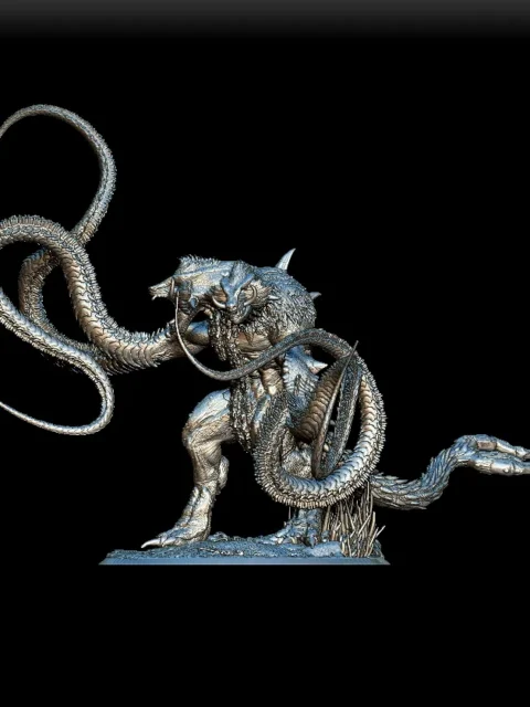 Left Profile emphasizing coiling tentacles and grounded stance