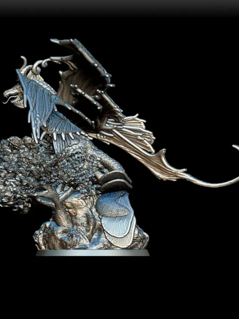 Left Profile emphasizing tree branch detail and base texture