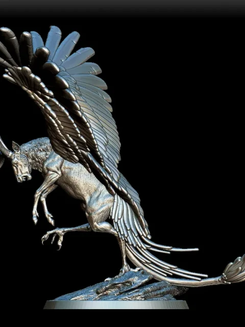 Left Profile emphasizing antler structure and rocky base