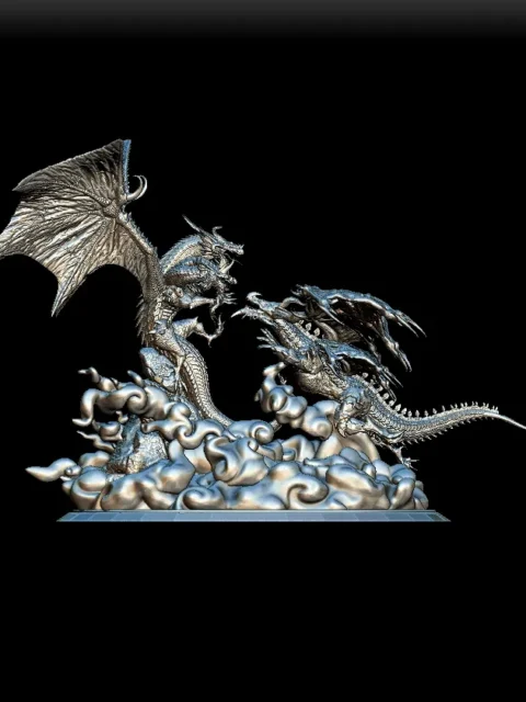 Detail View focusing on wing membranes, scale texture, and sculpted cloud forms