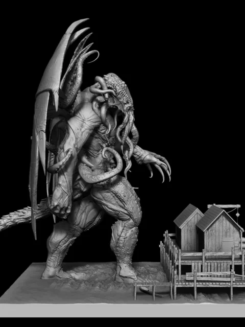 Right Profile highlighting tentacle arrangement and architectural detail