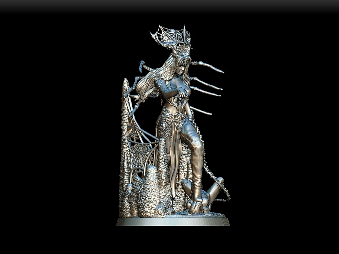 64 Lolth Full-Body – Monstrous Menagerie Turntable View revealing layered anatomy and cavern base