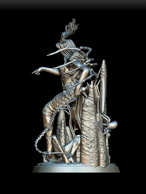 Left Profile emphasizing stalagmites and narrative base elements