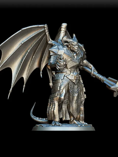 67 Pit Fiend – Male Full-Body – Monstrous Menagerie Turntable View revealing armor detail and wing membranes