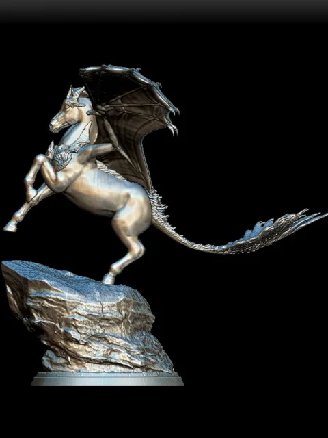 Left Profile emphasizing wingspan and rocky base