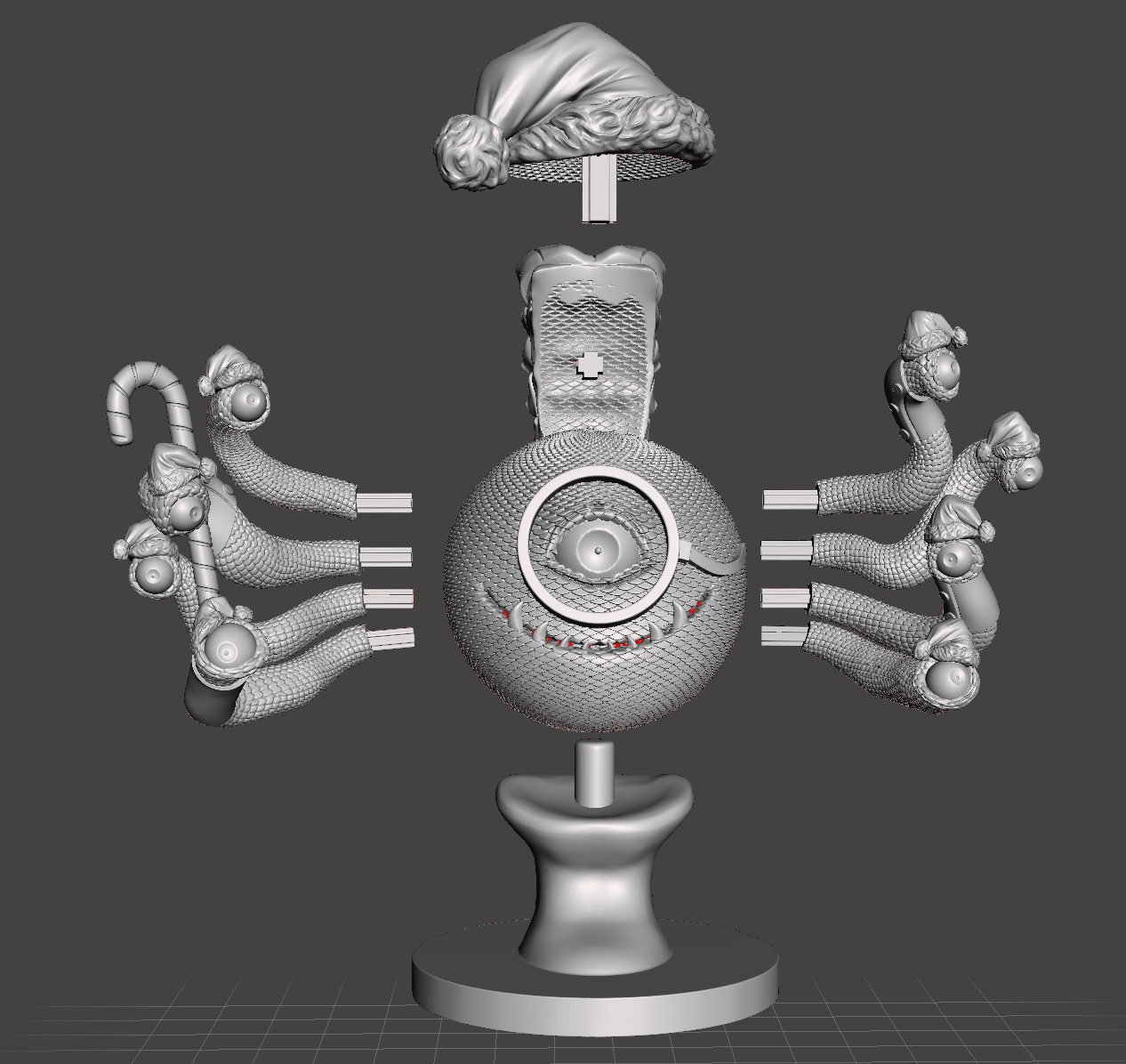 Close-up of central eye framed by seasonal ornamentation