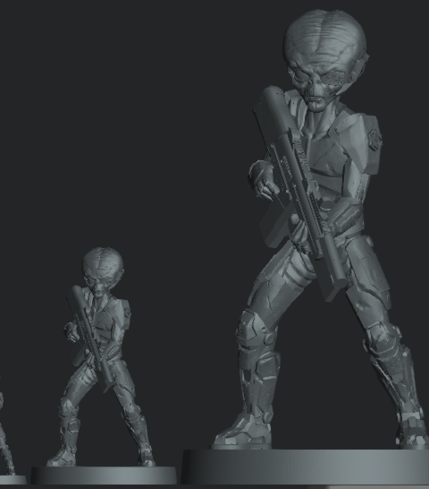 Multi-scale Grey Alien Commander display model
