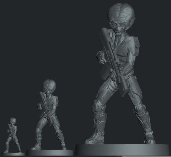 Multi-scale Grey Alien Commander display model