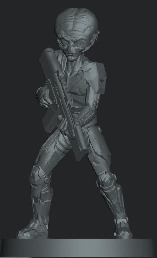 Grey Alien Commander resin miniature