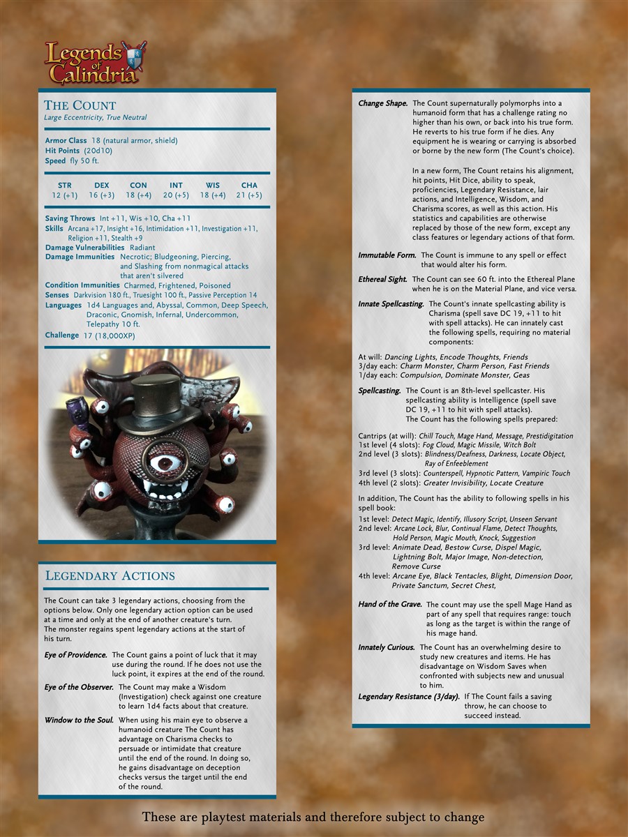 The Count Character Sheet