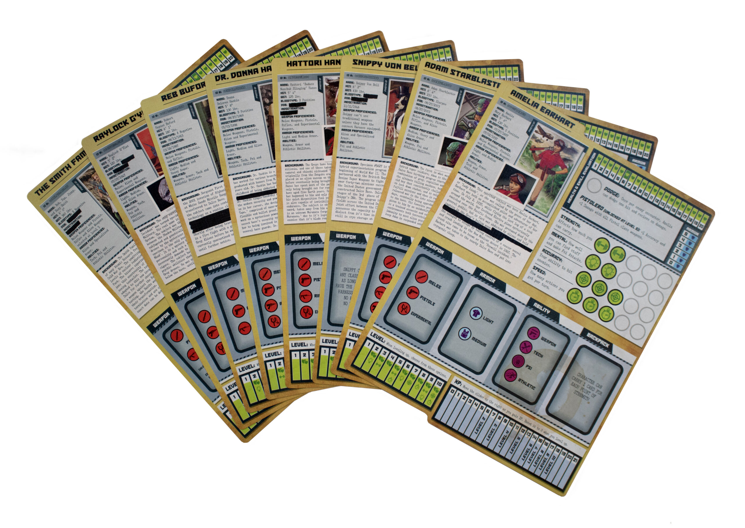 Escape from Dulce character folders, RPG character file set, game character record sheets