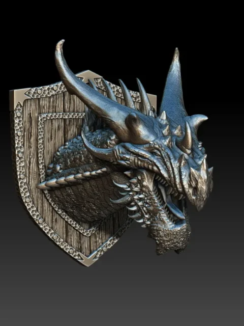 02 Tyrathis the Orange Bust – Monstrous Menagerie Front View with open jaws and sweeping back horns