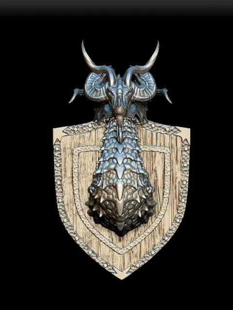 03 Garadin the Harvest Dragon Bust – Monstrous Menagerie Front View with upward sweeping horns and plated throat