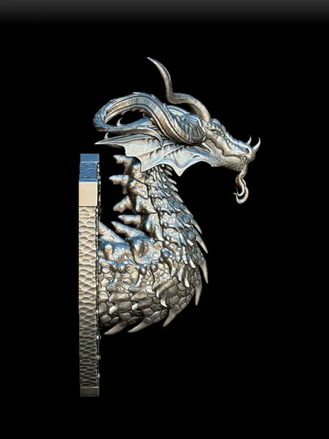 Right Profile highlighting curved horns, beard tendrils, and defined neck plates