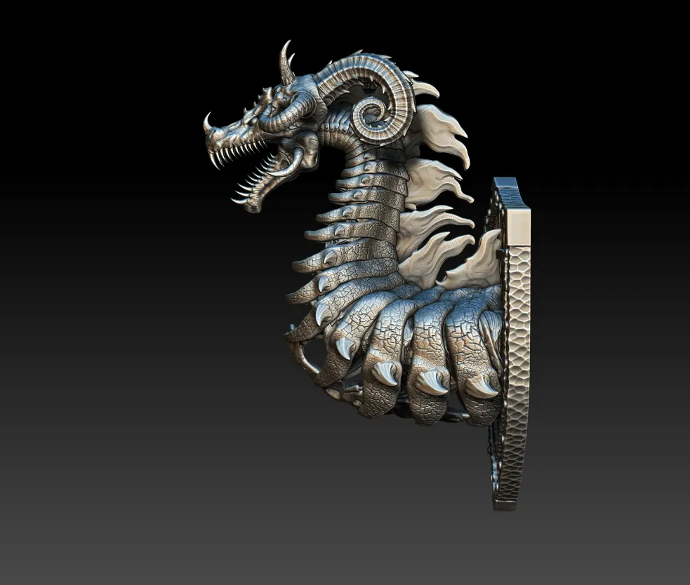 Left Profile emphasizing layered scales, skeletal frame, and jawline structure