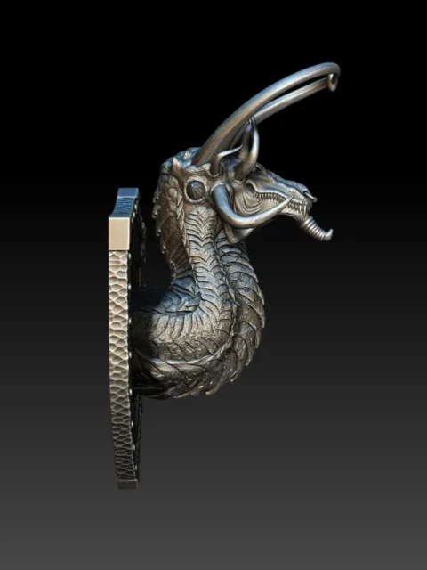 Right Profile highlighting elongated jawline, fine scale texture, and horn loop